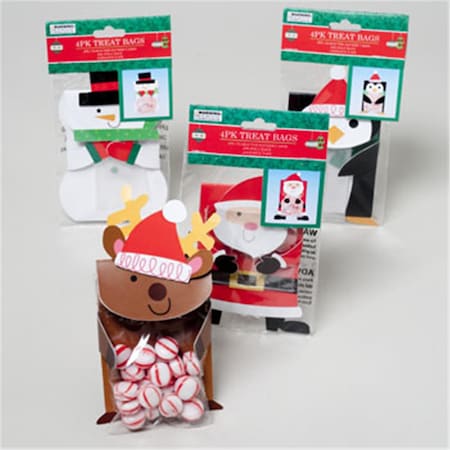 Treat Bag Christmas 4 Assort, 48PK